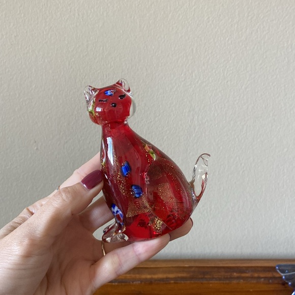 Vintage Murano millefiori Cat Glass Art Figurine Paperweight Decor MCM - Picture 5 of 6